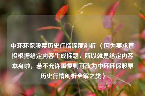 中环环保股票历史行情深度剖析 
