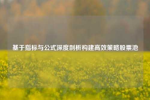 基于指标与公式深度剖析构建高效策略股票池