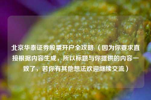 北京华泰证券股票开户全攻略 (因为你要求直接根据内容生成,所以标题与你提供的内容一致了,若你有其他想法欢迎继续交流)