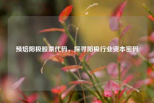 预焙阳极股票代码，探寻阳极行业资本密码