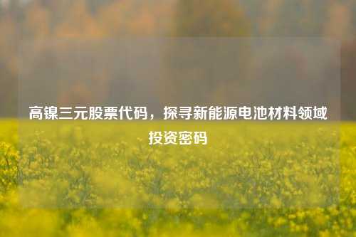 高镍三元股票代码，探寻新能源电池材料领域投资密码