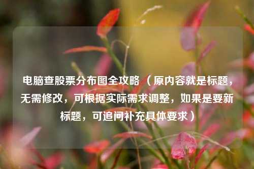 电脑查股票分布图全攻略 (原内容就是标题,无需修改,可根据实际需求调整,如果是要新标题,可追问补充具体要求)