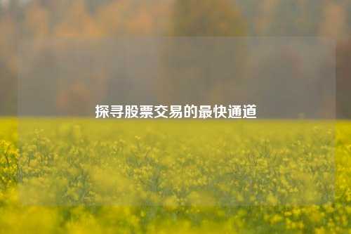 探寻股票交易的最快通道