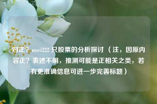 对正?msci222 只股票的分析探讨 (注,因原内容正?表述不明,推测可能是正相关之类,若有更准确信息可进一步完善标题)