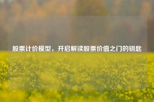 股票计价模型，开启解读股票价值之门的钥匙