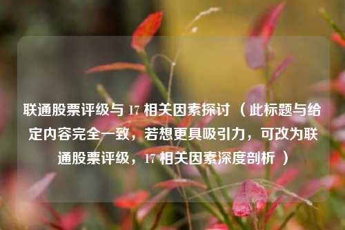 联通股票评级与 17 相关因素探讨 （此标题与给定内容完全一致，若想更具吸引力，可改为联通股票评级，17 相关因素深度剖析 ）
