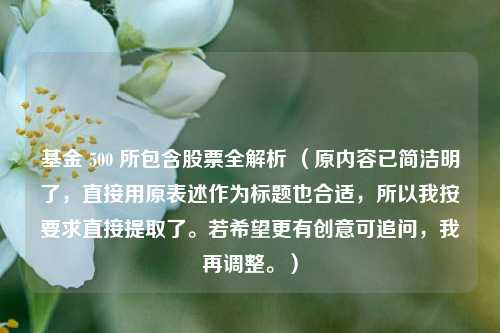 基金 500 所包含股票全解析 (原内容已简洁明了,直接用原表述作为标题也合适,所以我按要求直接提取了。若希望更有创意可追问,我再调整。)