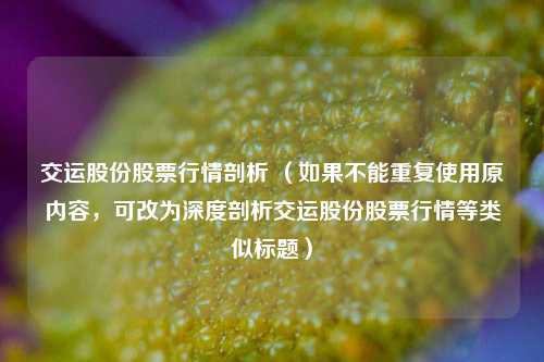 交运股份股票行情剖析 （如果不能重复使用原内容，可改为深度剖析交运股份股票行情等类似标题）