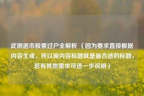 武钢退市股票过户全解析 (因为要求直接根据内容生成,所以原内容标题就是最合适的标题,若有其他需求可进一步说明)
