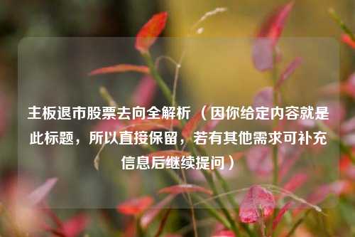 主板退市股票去向全解析 （因你给定内容就是此标题，所以直接保留，若有其他需求可补充信息后继续提问）
