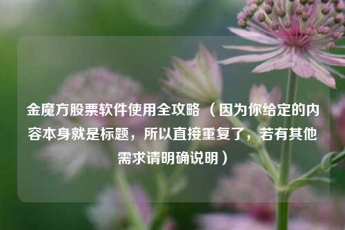 金魔方股票软件使用全攻略 （因为你给定的内容本身就是标题，所以直接重复了，若有其他需求请明确说明）