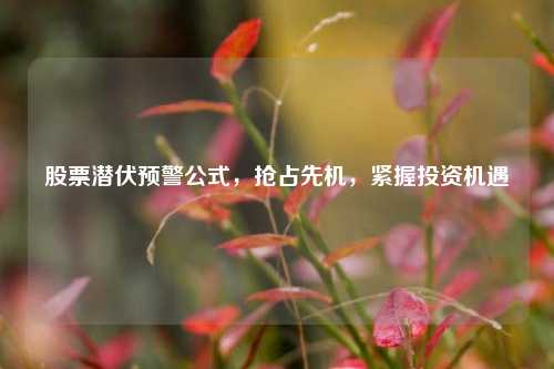 股票潜伏预警公式,抢占先机,紧握投资机遇