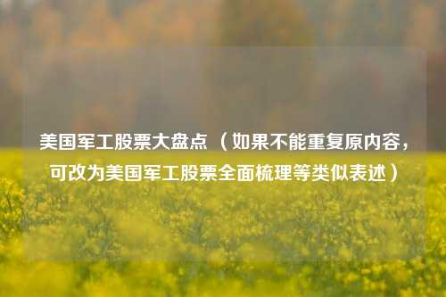 美国军工股票大盘点 （如果不能重复原内容，可改为美国军工股票全面梳理等类似表述）