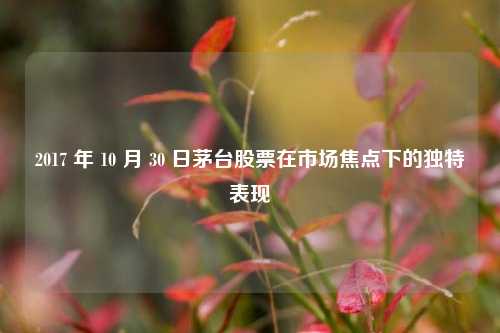 2017 年 10 月 30 日茅台股票在市场焦点下的独特表现
