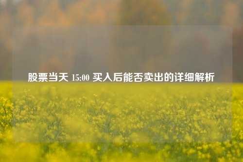股票当天 15:00 买入后能否卖出的详细解析
