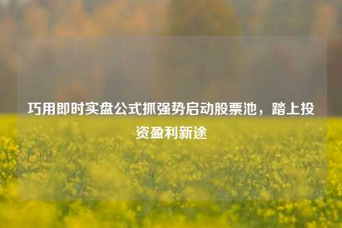 巧用即时实盘公式抓强势启动股票池，踏上投资盈利新途