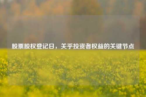 股票股权登记日,关乎投资者权益的关键节点