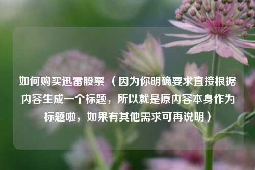 如何购买迅雷股票 (因为你明确要求直接根据内容生成一个标题,所以就是原内容本身作为标题啦,如果有其他需求可再说明)