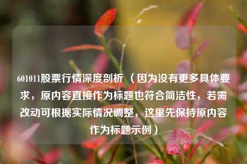 601011股票行情深度剖析 (因为没有更多具体要求,原内容直接作为标题也符合简洁性,若需改动可根据实际情况调整,这里先保持原内容作为标题示例)