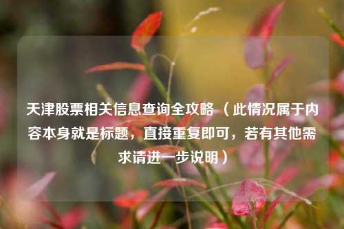 天津股票相关信息查询全攻略 (此情况属于内容本身就是标题,直接重复即可,若有其他需求请进一步说明)