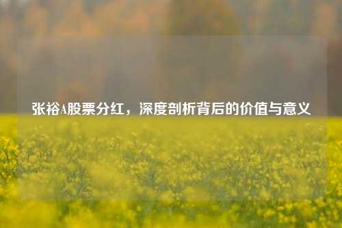 张裕A股票分红，深度剖析背后的价值与意义