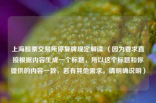 上海股票交易所停复牌规定解读 (因为要求直接根据内容生成一个标题,所以这个标题和你提供的内容一致,若有其他需求,请明确说明)