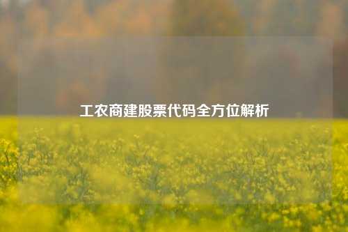 工农商建股票代码全方位解析