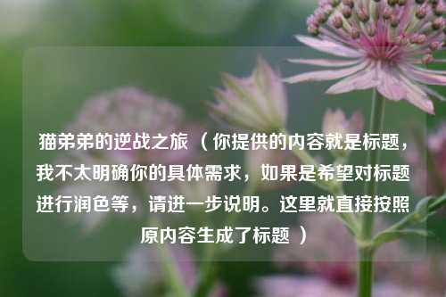 猫弟弟的逆战之旅 （你提供的内容就是标题，我不太明确你的具体需求，如果是希望对标题进行润色等，请进一步说明。这里就直接按照原内容生成了标题 ）