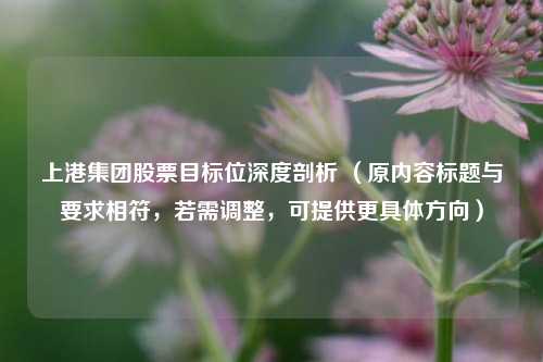 上港集团股票目标位深度剖析 （原内容标题与要求相符，若需调整，可提供更具体方向）