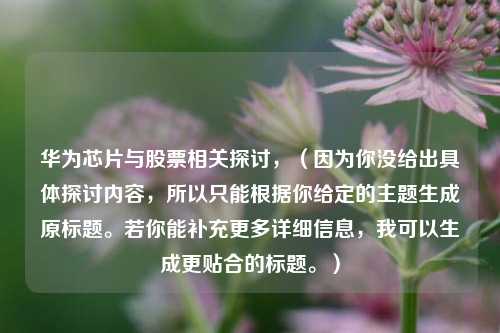 华为芯片与股票相关探讨，（因为你没给出具体探讨内容，所以只能根据你给定的主题生成原标题。若你能补充更多详细信息，我可以生成更贴合的标题。）