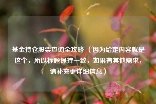 基金持仓股票查询全攻略 （因为给定内容就是这个，所以标题保持一致，如果有其他需求，请补充更详细信息）