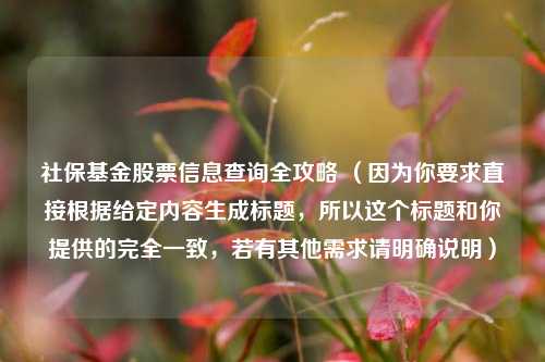 社保基金股票信息查询全攻略 （因为你要求直接根据给定内容生成标题，所以这个标题和你提供的完全一致，若有其他需求请明确说明）