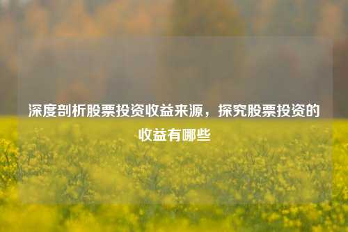 深度剖析股票投资收益来源，探究股票投资的收益有哪些