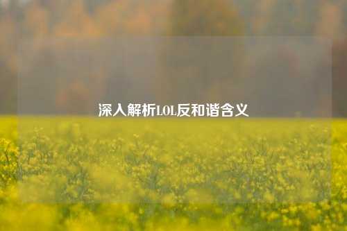 深入解析LOL反和谐含义