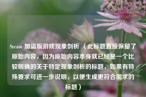 Steam 加盗版游戏现象剖析 (此标题直接保留了原始内容,因为原始内容本身就已经是一个比较明确的关于特定现象剖析的标题,如果有特殊要求可进一步说明,以便生成更符合需求的标题)