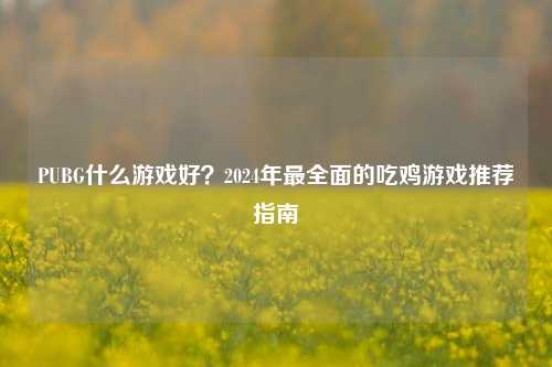 PUBG什么游戏好?2024年最全面的吃鸡游戏推荐指南