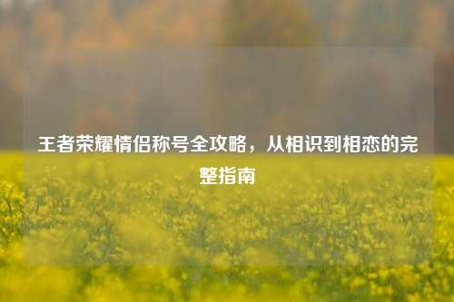 王者荣耀情侣称号全攻略，从相识到相恋的完整指南