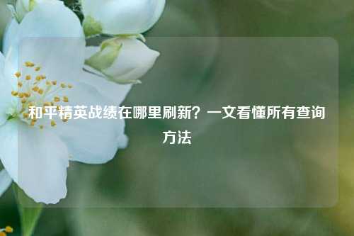 和平精英战绩在哪里刷新？一文看懂所有查询方法