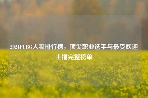 2024PUBG人物排行榜，顶尖职业选手与最受欢迎主播完整榜单