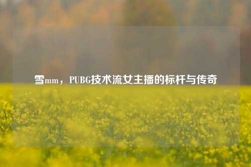 雪mm,PUBG技术流女主播的标杆与传奇