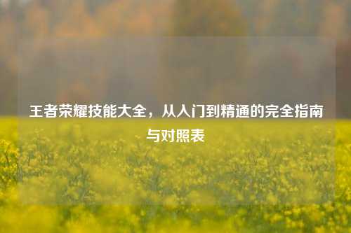 王者荣耀技能大全，从入门到精通的完全指南与对照表
