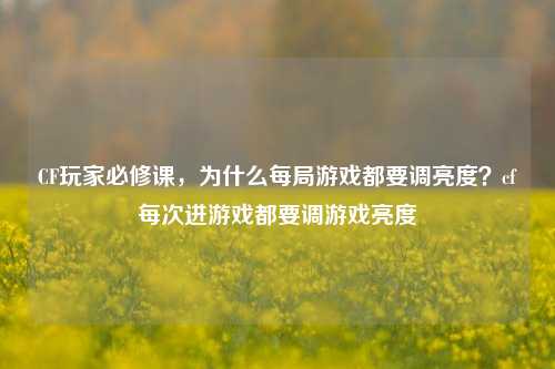 CF玩家必修课,为什么每局游戏都要调亮度?cf每次进游戏都要调游戏亮度