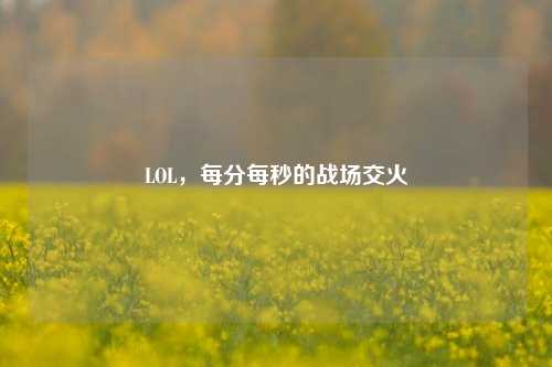 LOL,每分每秒的战场交火
