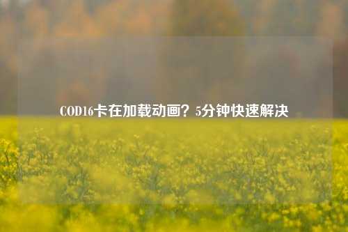 COD16卡在加载动画？5分钟快速解决