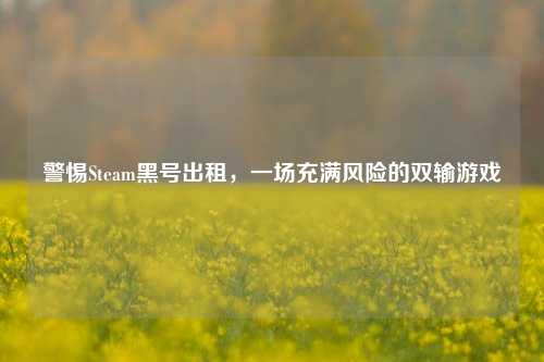 警惕Steam黑号出租，一场充满风险的双输游戏