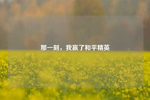 那一刻，我赢了和平精英