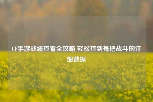 CF手游战绩查看全攻略 轻松查到每把战斗的详细数据