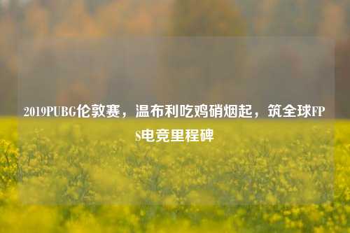 2019PUBG伦敦赛,温布利吃鸡硝烟起,筑全球FPS电竞里程碑
