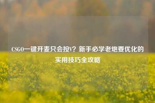 CSGO一键开麦只会按V?新手必学老炮要优化的实用技巧全攻略