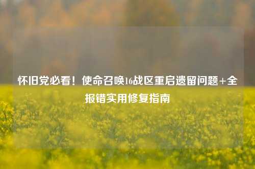 怀旧党必看!使命召唤16战区重启遗留问题+全报错实用修复指南